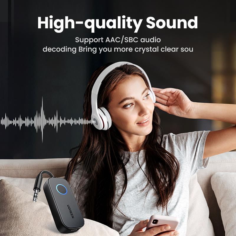 UGREEN Bluetooth 5.2 3.5mm Audio Transmitter/Receiver Adapter for Airpods or Headphones,  for Flight, TV, Car Stereo, MP3 Headset Microphone-TikTokShopBlackFriday ,TikTokShopHolidayHaul