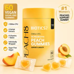 BIOTICS2 Peach Gummies for Women, 2 Billion CFU Probiotic Gummies with Saw Palmetto & Black Maca, 4 Herbal Extracts, 8 Vitamins, Sugar-Free Vegan, Individually Wrapped Peach Flavor, 60 Count, Women’s Daily Wellness Gummies