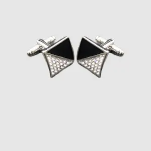 Onyx and Crystal Geometric Cufflinks