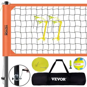 VEVOR Outdoor Portable Volleyball Net System, Adjustable Height Aluminum Poles, Professional Volleyball Set with PVC Volleyball, Pump, Carrying Bag, Heavy Duty Volleyball Net for Backyard, Beach, Law