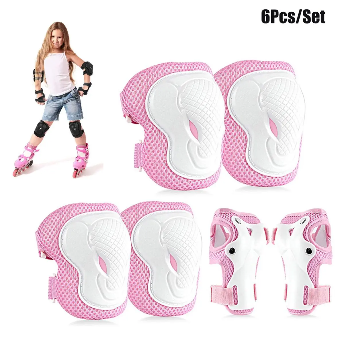Protective Gear Set, 6 Counts/set Knee Pads & Elbow Pads & Wrist Guard Protector, Protective Gear Set for Scooter, Skateboard, Bicycle, Inline Skating, Cycling, Skateboard Gears, Skateboard Accessories