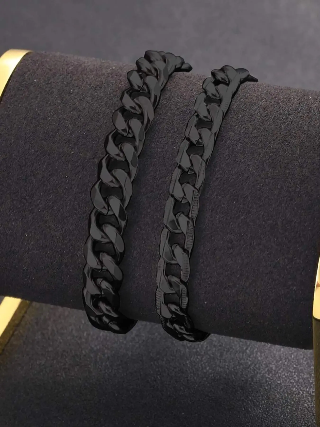 Men's Simple Style Plain Color Curb Chain Lobster Closure Stackable Link Bracelets, High Quality Bracelet, Daily Wear Bracelet, Jewelry for Birthday Gift, Iron Material, Durable Bracelet Set