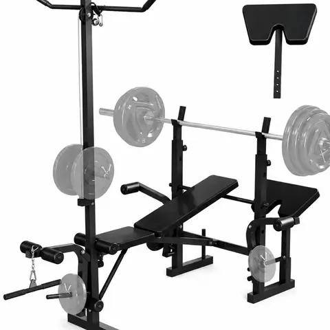 Gaomon 6-In-1 Foldable Weight Bench Home Gym Kit - Wipe-Clean PU Top, Easy Maintenance, Steel Frame, 900LB Barbell Capacity, Leg Extensions, Preacher Curls, Dumbbell Rows, Fold & Space-Saver Indoor Furniture Set for Whole Body Workout