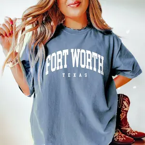 Fort Worth Shirt, Texas TX Vintage Varsity Aesthetic, Trendy Travel Destination Gift, Unisex Garment-Dyed T-shirt