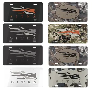 Premium Sitka Hunting-Themed Decorative License Plate Collection Featuring Camouflage and Bold Outdoor Designs