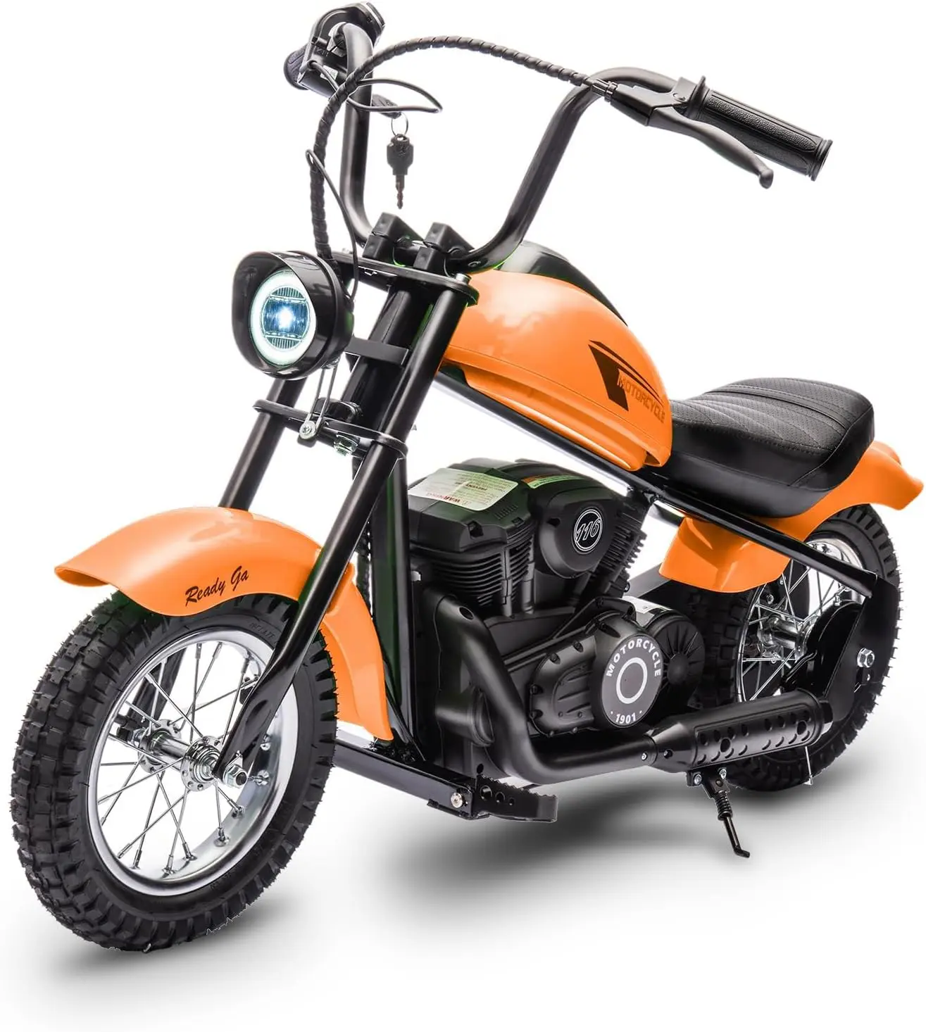 【Christmas Gift】Kids' Orange Electric Dirt Bike for Adventurous Young Riders, 24V 300W Motor, 15 MPH Top Speed, 12-Inch Air-Filled Tires, LED Lights, Durable Materials, Rechargeable Battery Charger, Outdoor Exploration Recreation