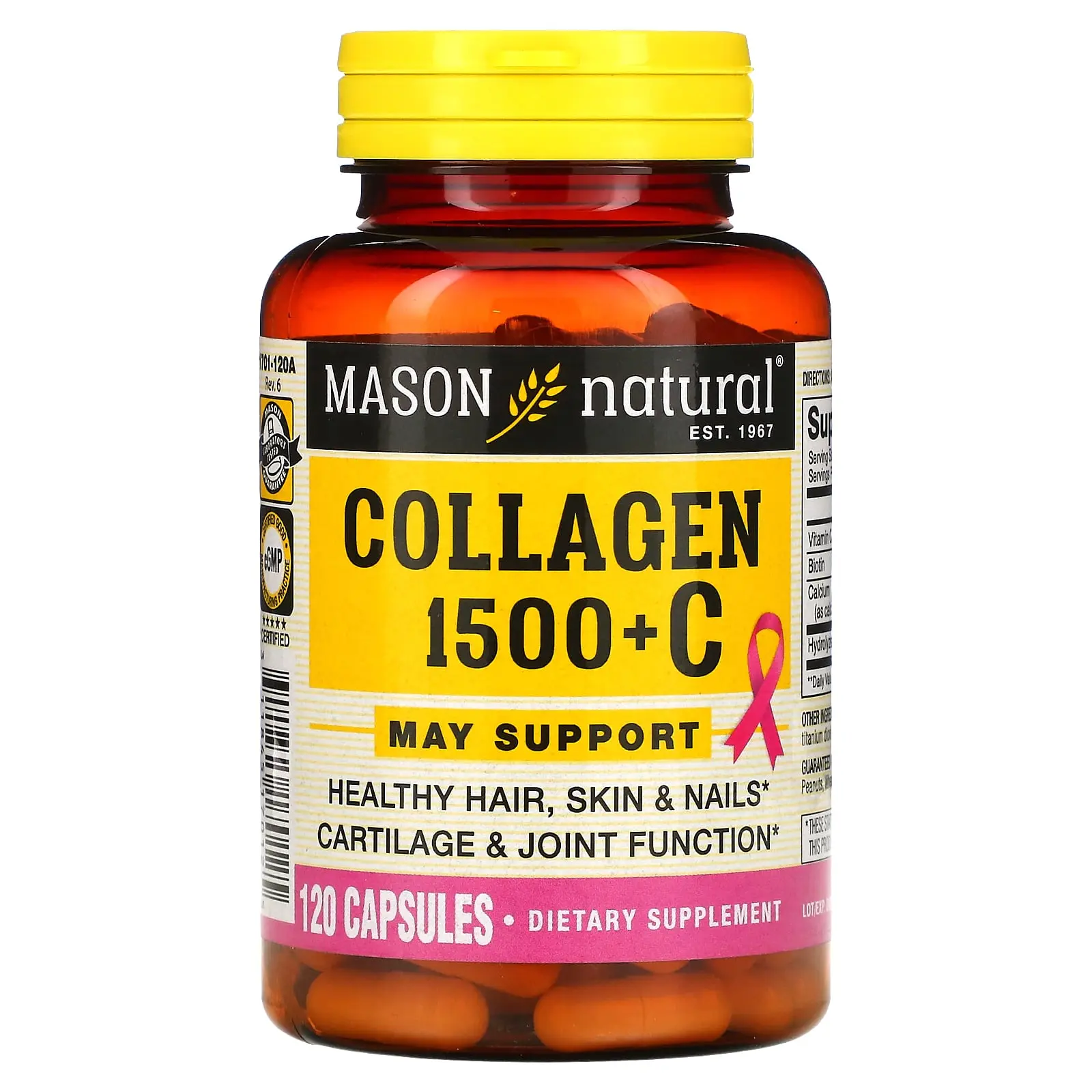 Mason Natural Collagen 1,500 + C, 120 Capsules