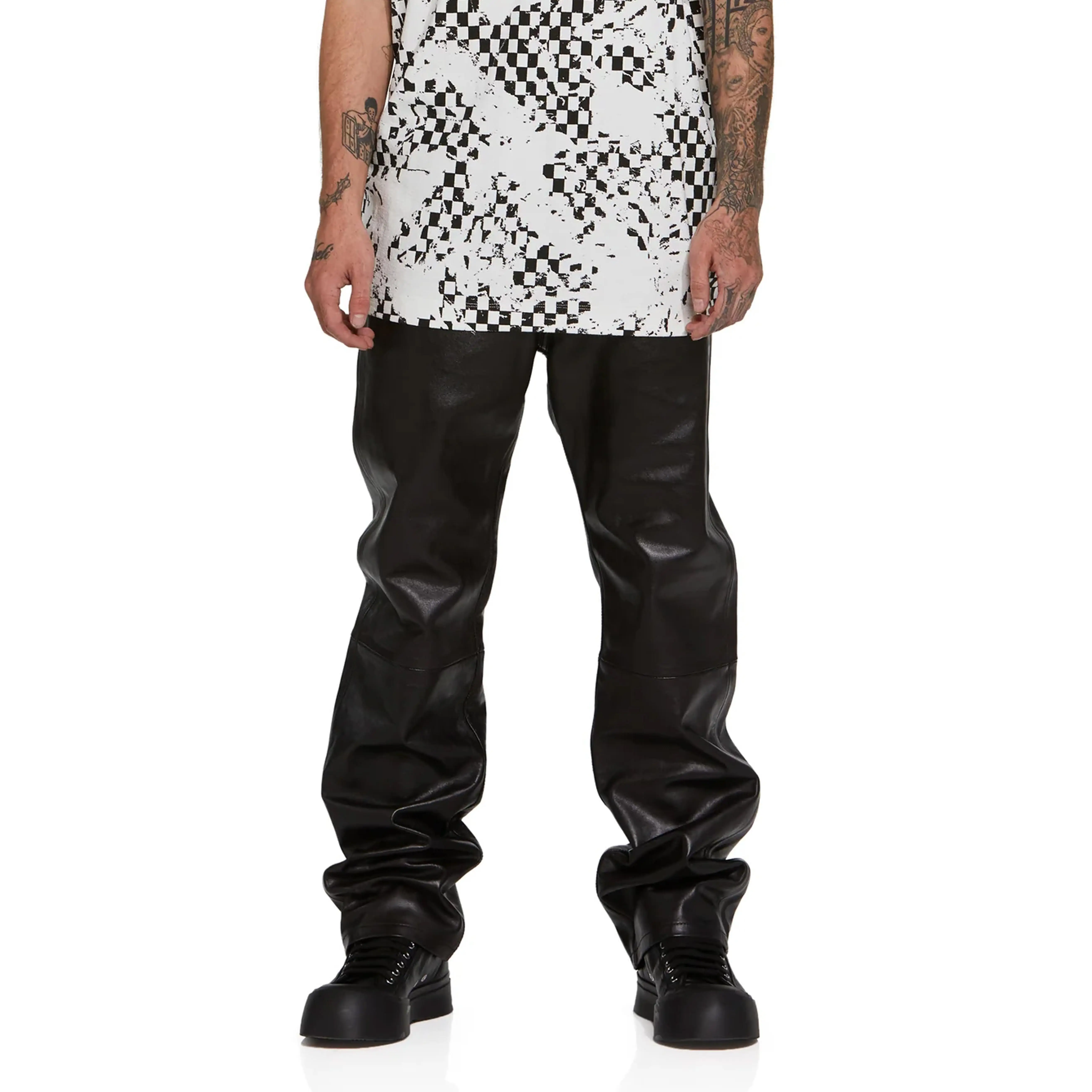 P011 MID RISE STRAIGHT LEG PANT - Leather Black Beauty