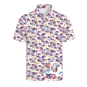 USA 250th Anniversary Eagle Patten Golf Polo Shirt Print Gift for Men Lightweight Outdoor Sport