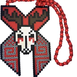 Excsion - VOYD / Svdden Death Crossover Kandi Perler Necklace for Raves & Festivals - Red Black And White Kandi Necklace