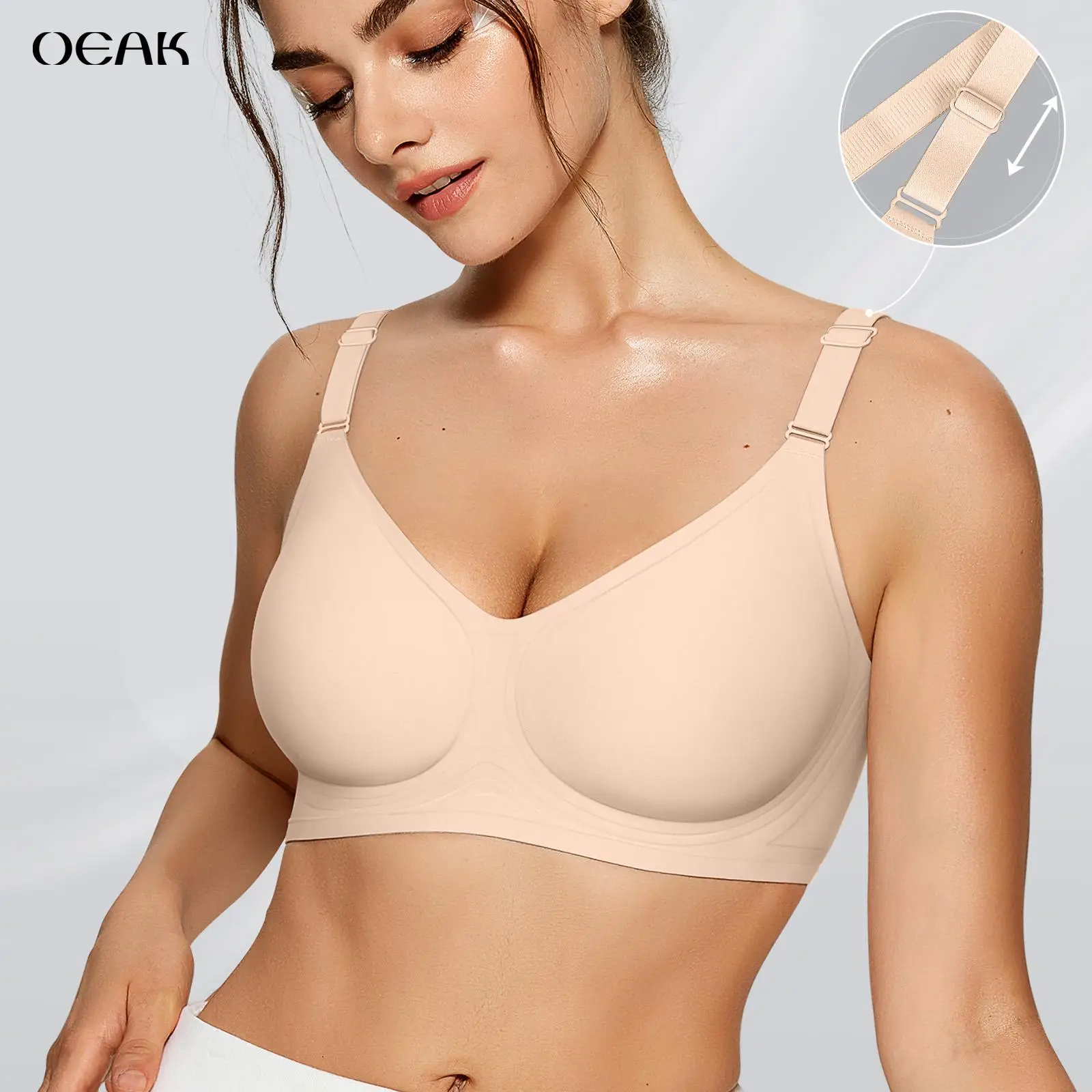OEAK Seamless Women's Bra with Soft Support , Wireless and Full Coverage Available in Regular and Plus Sizes