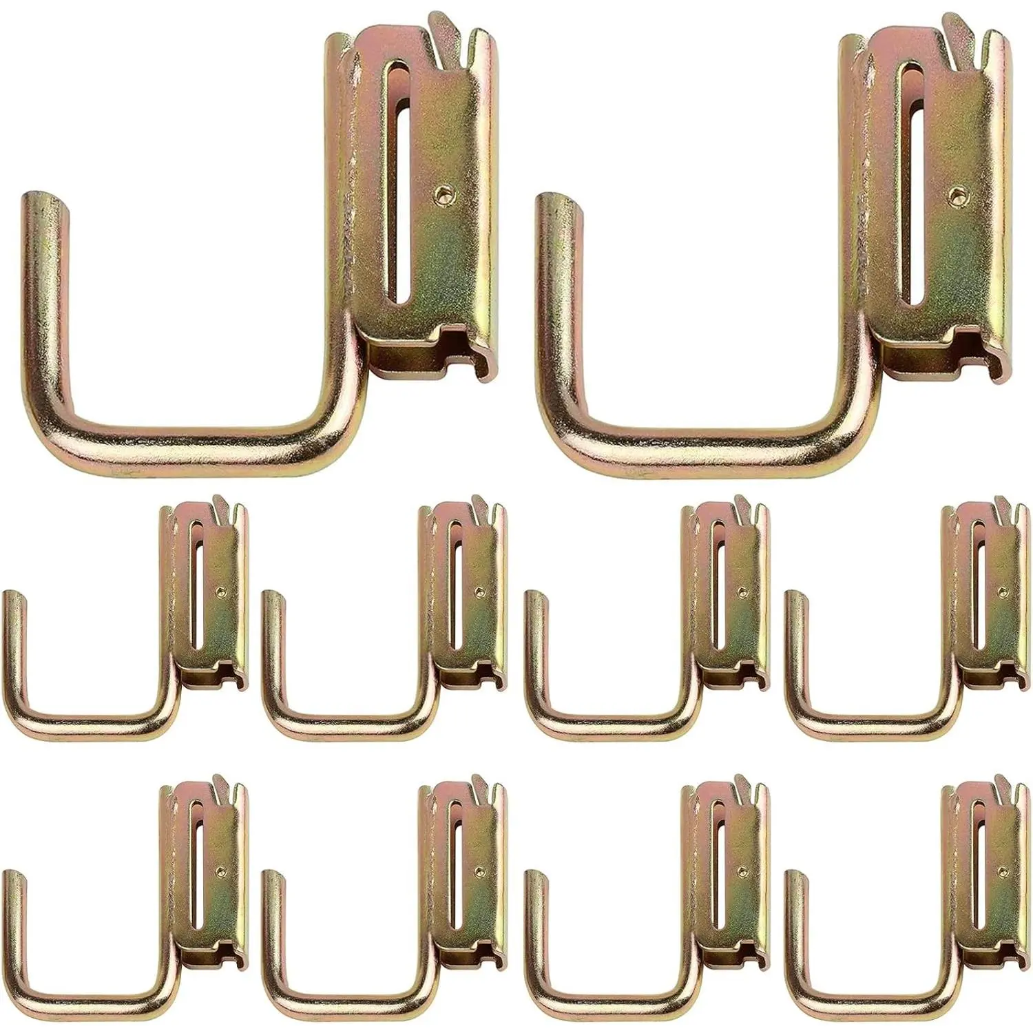 10 Pack E-Track Steel J-Hooks, Tie-Down Accessories w/ E-Track Spring Fitting Attachments for Pickup, Cargo Van, Enclosed Trailers, Semi-Trucks Trailer Hang Tools