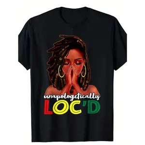 Summer t Shirts Unapologetically Loc'd Juneteenth T-Shirt for Women - Black Casual Graphic Tee with Bold "Unapologetically Loc'd" Print, Short Sleeves