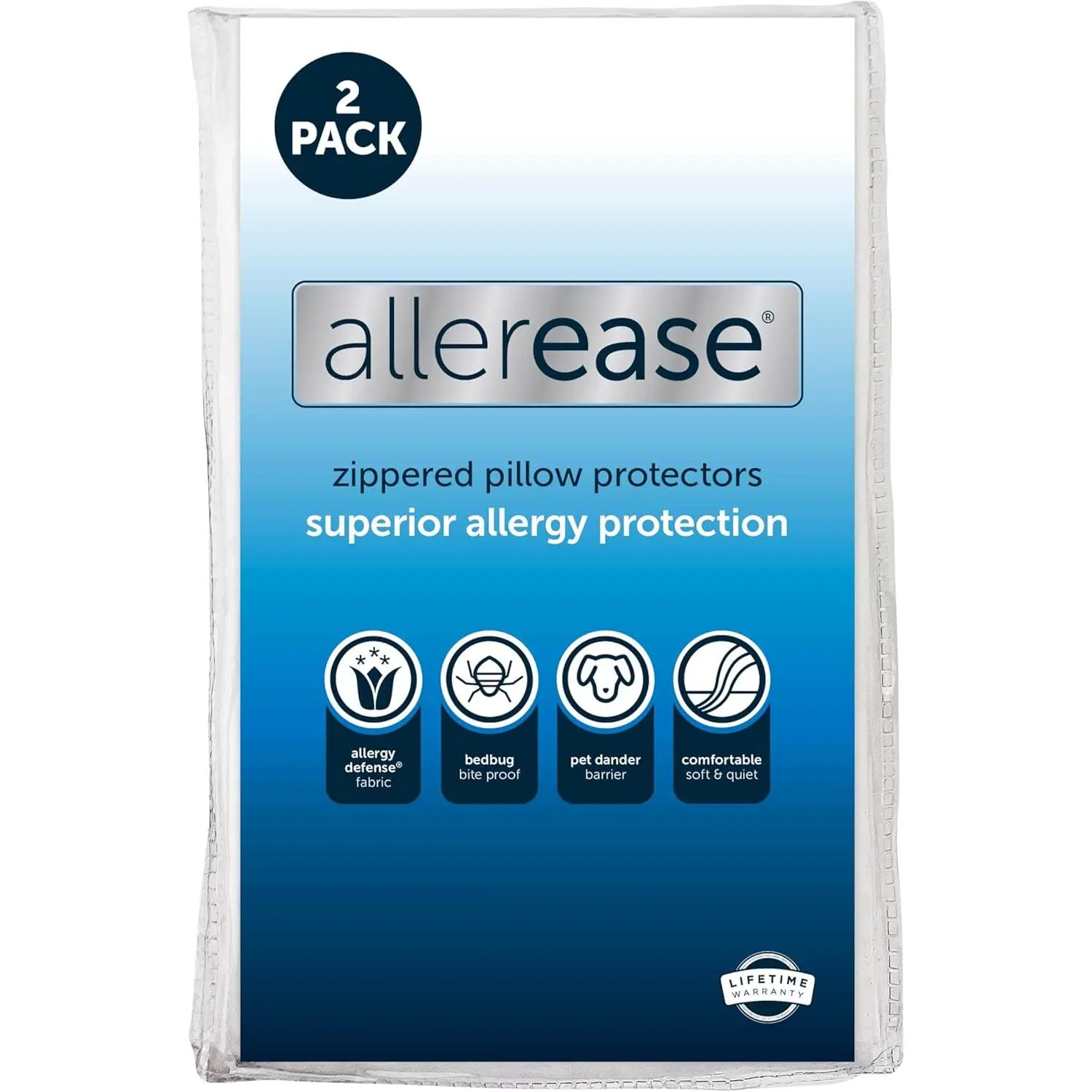 et of  tandard/Queen AllerEase Pillow Protectors - Moisture Wicking, Advanced Allergy Protection - Premium Polyester, Zippered Protectors