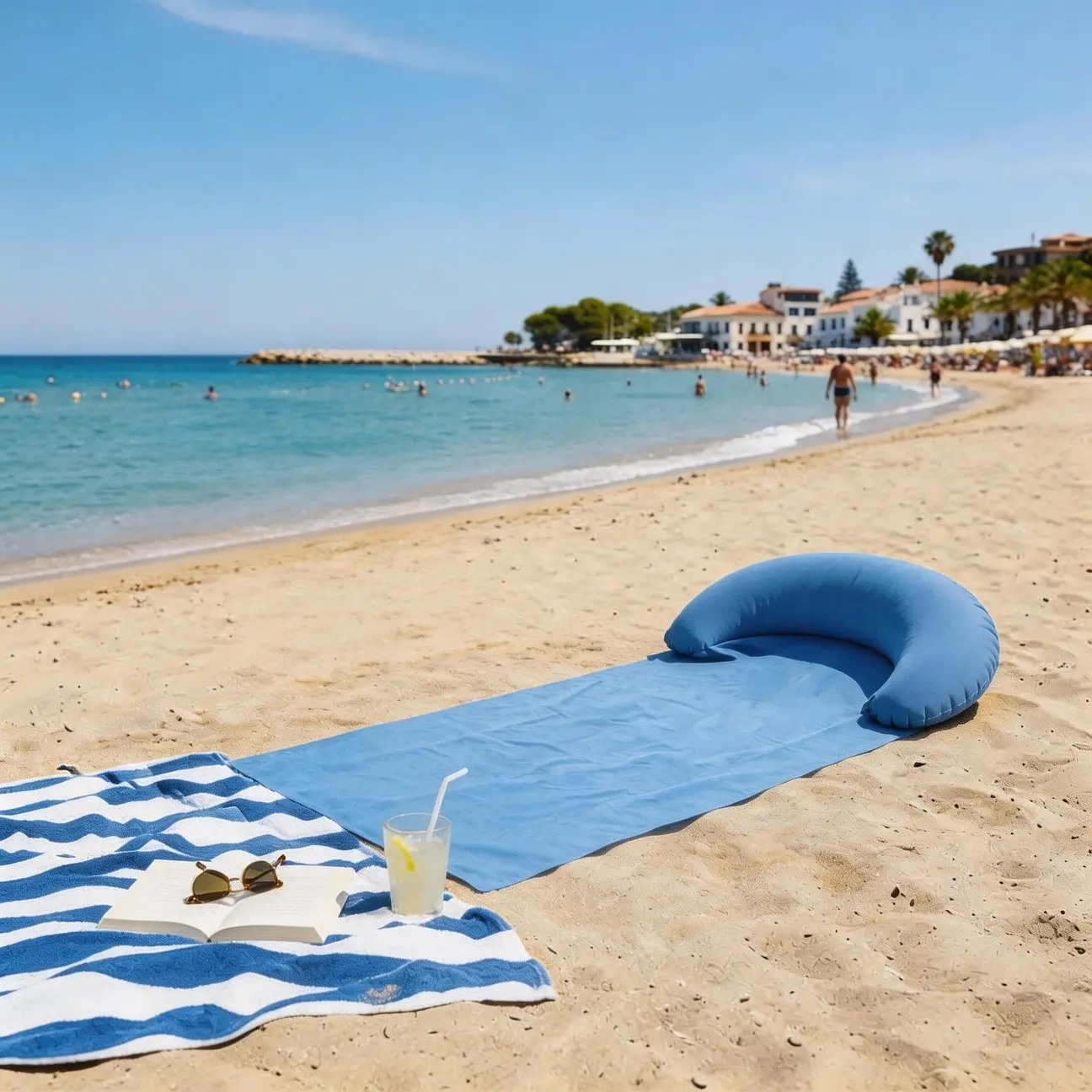 Portable Foldable Inflatable Beach Mat, Picnic Mat, Lightweight and Easy to Use, Perfect for Beach Parties and Outdoor Camping, Single Pack