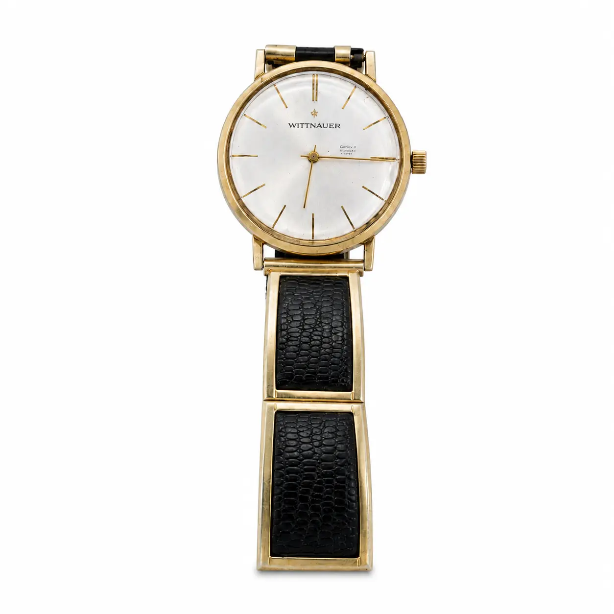 Vintage 1969 Wittnauer Manual Wind Presentation Watch - Gold-Tone Silver Dial - Requires Winding