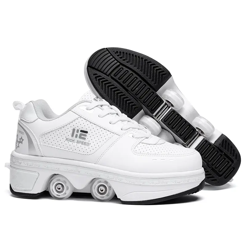 KOFUBOKE Unisex 2-in-1 Inlineskates - 4 Retractable Wheels, All Seasons Sports Shoes with Wheels for Outdoor Fun & Fitness, Roller Blades, 4 Wheels