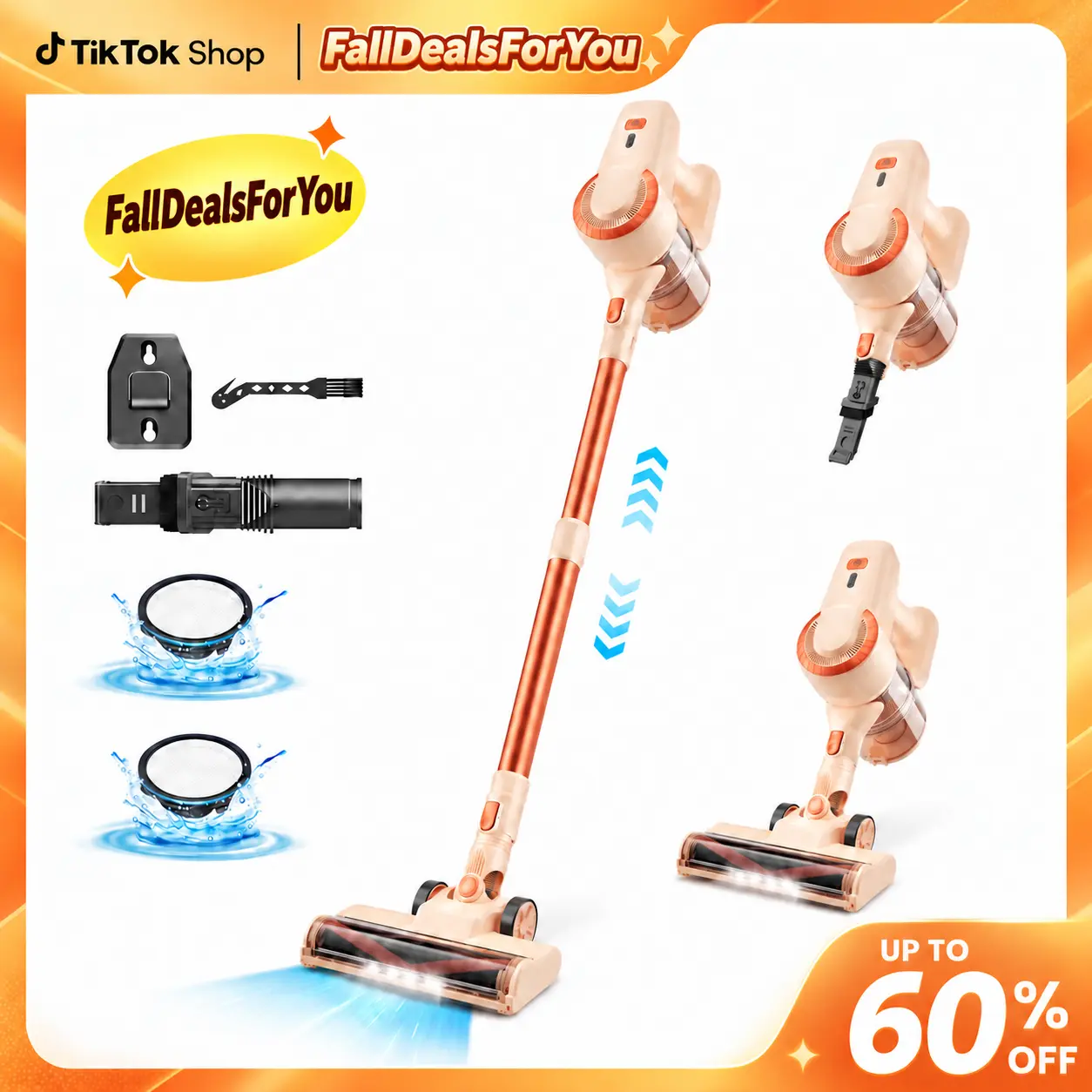 【Fall Deals For You】N3P Cordless Vacuum - 8-in-1 Compact Rechargeable Stick, 20kPa Suction, 40-Min Runtime, LED-Lit Head, Lightweight Handheld/Floor Vacuum for Household Items, Cars