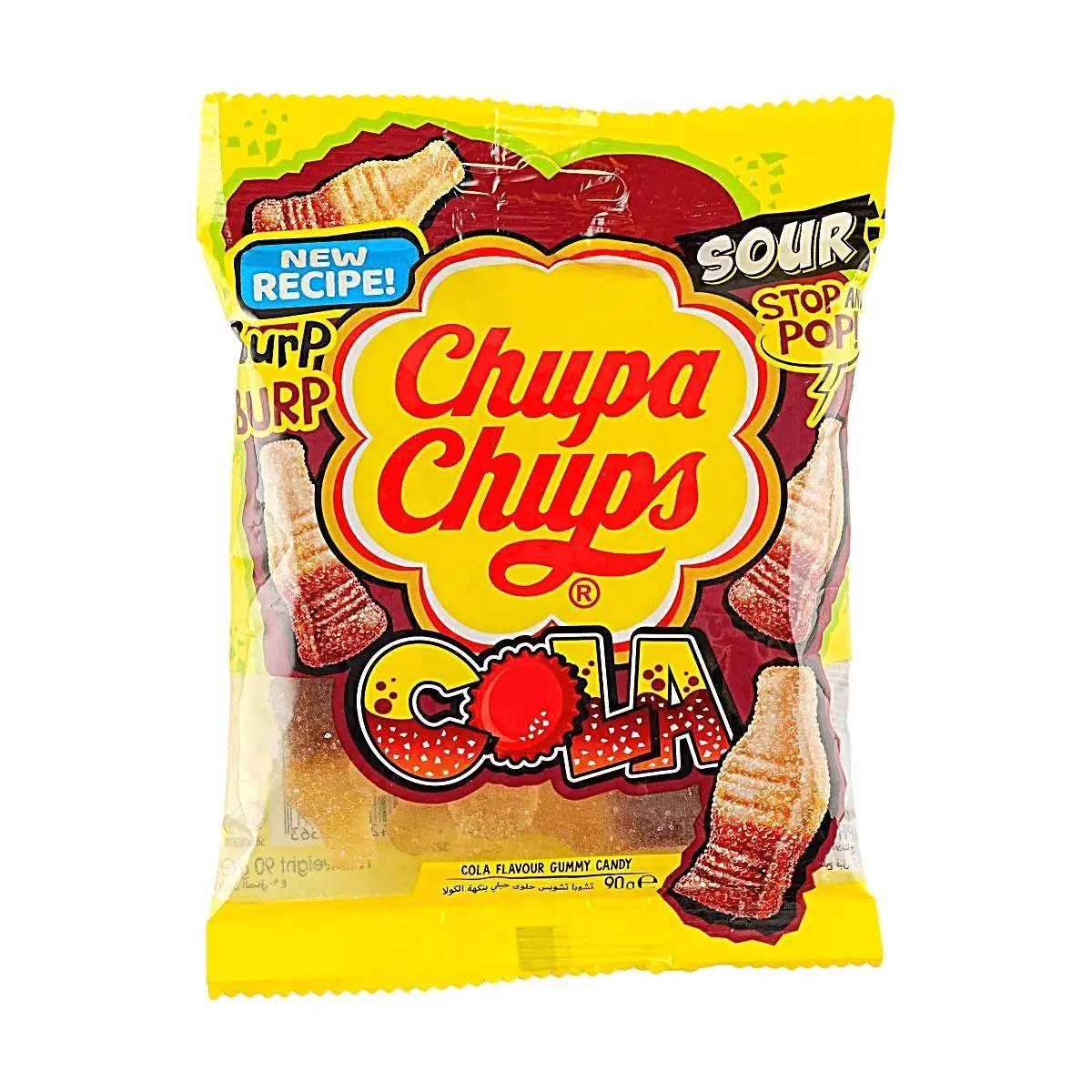 Chupa Chups Cola Sour Candy 90g - Fizzy & Chewy Gummy Snacks for Kids & Adults