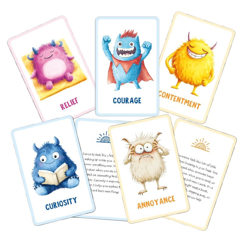 Emotion Monsters Cards with Explanatory Texts Cute Emotion Cards -German English French emotion cards,Self-Regulation Tools Social-Emotional Learning, Mood Management