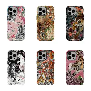 Mythic Tiger Power Phone Case - Bold Asian Symbol of Courage & Protection,Vintage Oriental Tiger & Floral Phone Case,for iPhone 17/16/15/14/13/12/11 ProMax Plus for Samsung phones,an excellent gift for friend or fans.