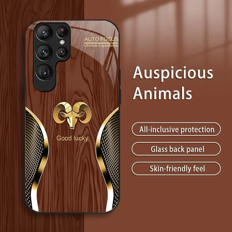 Suitable for [Galaxy S24 Ultra] New high-end luxury wood grain zodiac mobile phone case New business simple explosion-proof mobile phone case Affordable price Anti-fall and anti-fingerprint 995