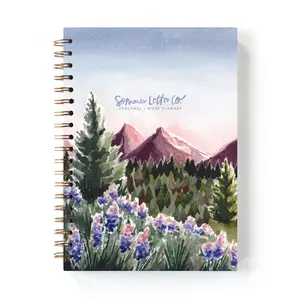 Sommer Letter Co. Mountain sunset watercolor art undated personal and work planner