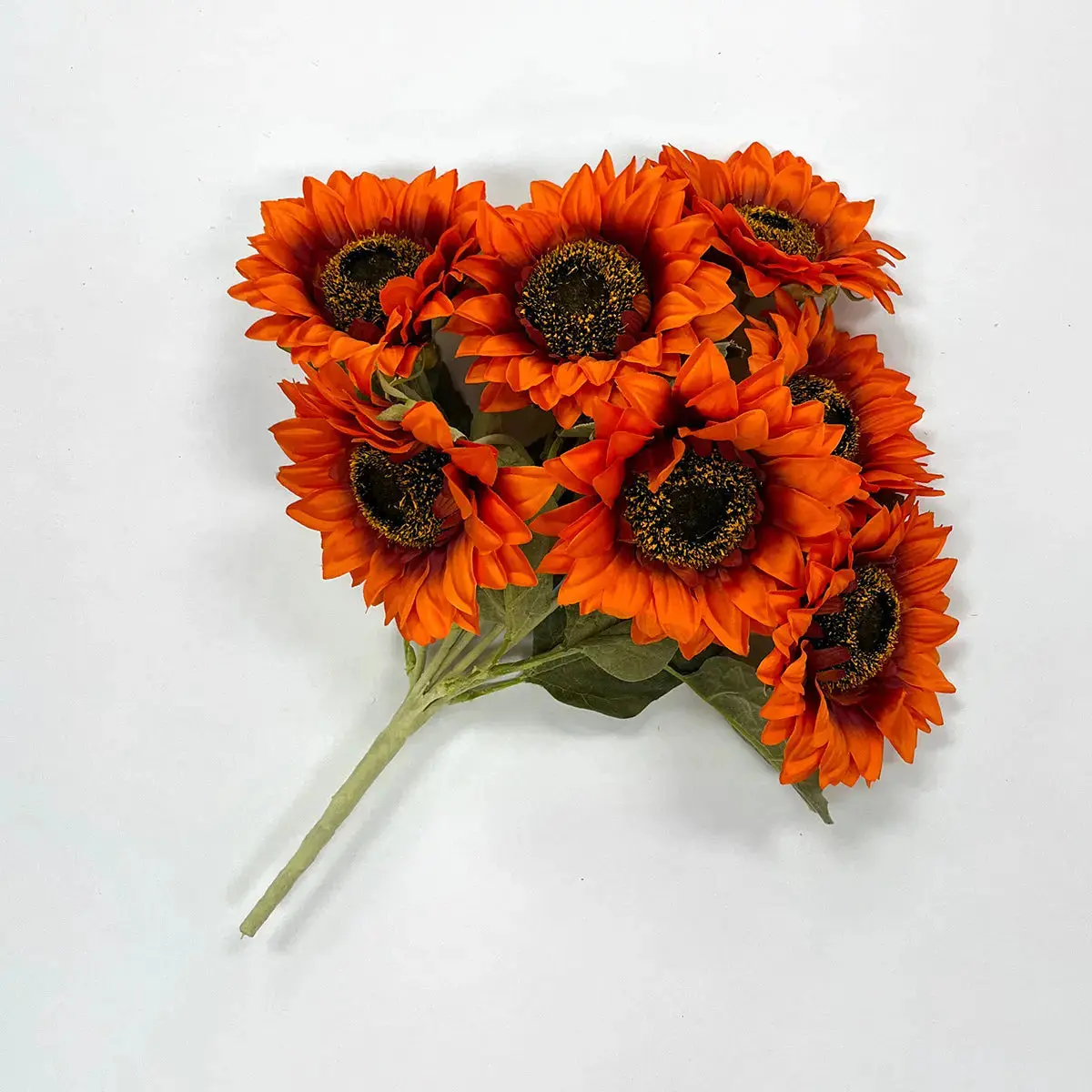 Colorful Fake Flower Sunflower Bush Bouquet - 17in Synthetic Orange Floral Decor, Long-Lasting All-Seasons Home Supplies Accent