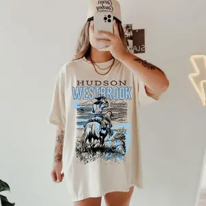 Hudson Westbrook T-Shirt, Western Cowboy Graphic Tee, Retro Country Music T-Shirt, Vintage Rodeo Aesthetic, Oversized, Coastal Cowboy, Gift For Country Fan, Unisex, Cotton	