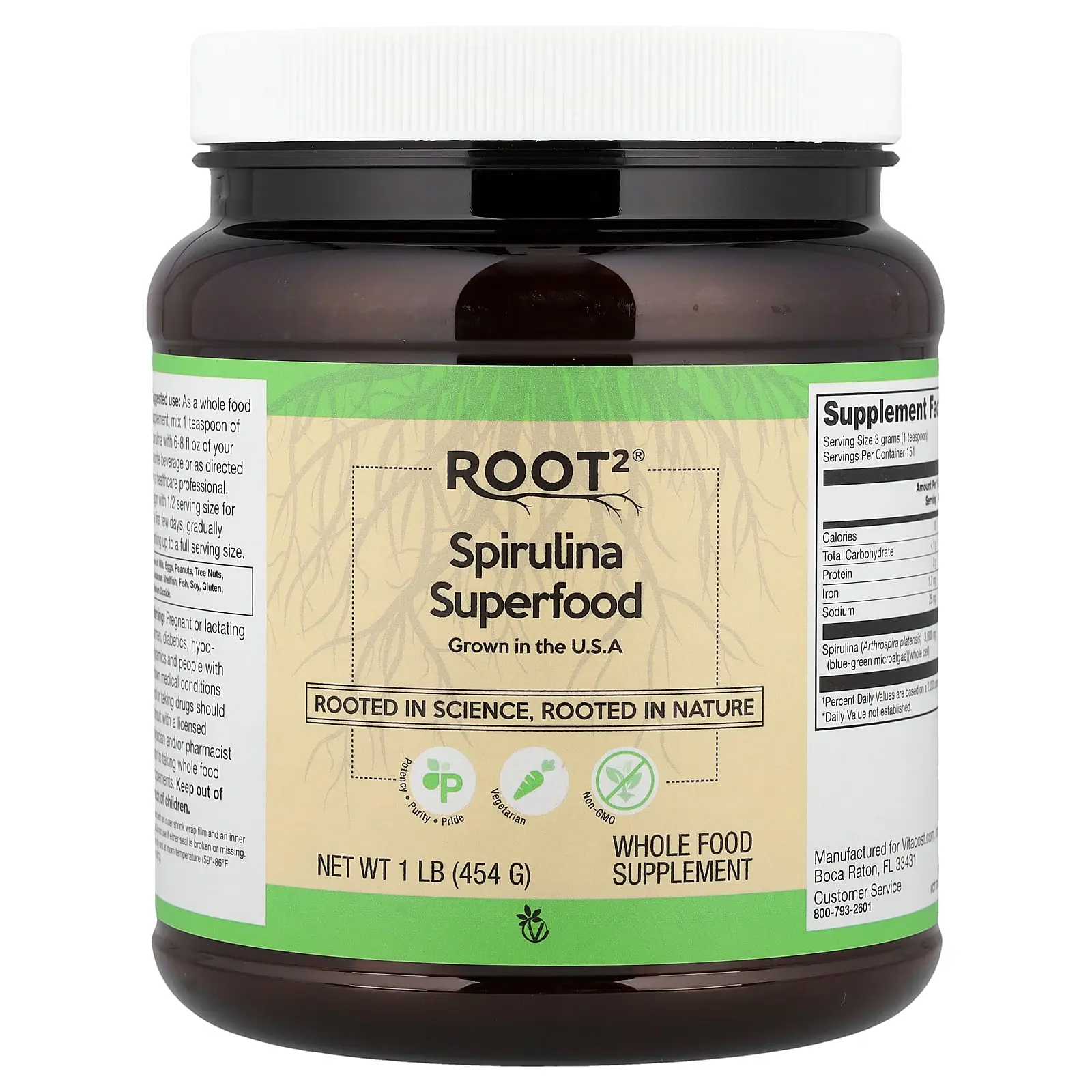 Vitacost Root2®, Spirulina Superfood, 1 lb (454 g)