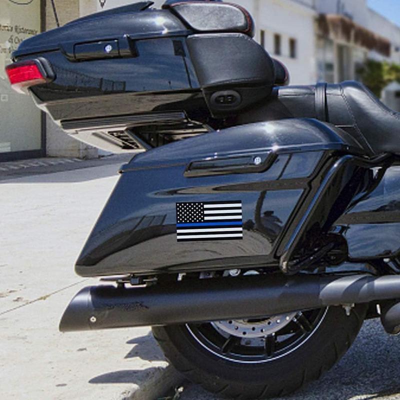 3pcs Reflective US Flag Stickers Thin Blue Line American Flag Decal 5"x3" Vinyl for Car Laptop Bumper Support USA Police Law Enforcement Officers Weatherproof UV & Water-Resistant