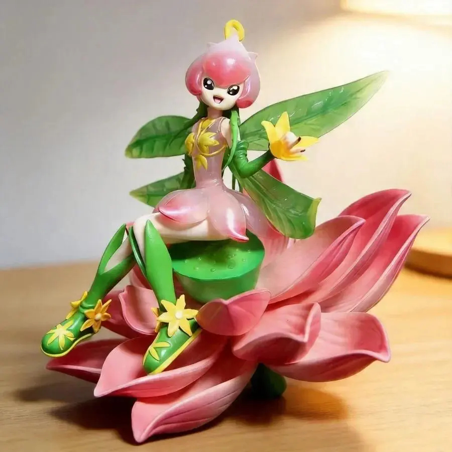 Sitting Floramon Digimon Adventure GK Collectible Figurine, 15cm Lilimon Action Figure, Cute Desktop Model, Home Decoration Gift, Exquisite Craftsmanship Anime-Manga Peripheral, Cute Sitting Pose