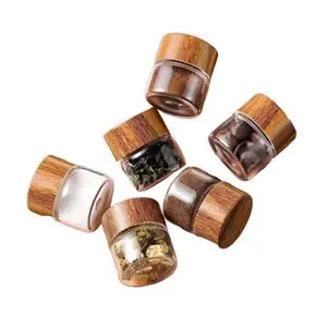 Mini Glass Spice Storage Bottle, 6 Counts/set Spice Storage Jar with Wooden Lid, Spice Container for Travel, Camping, Kitchen Organization, Seasoning