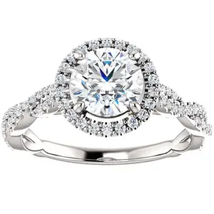 1.33ct Diamond Halo Interwoven Engagement Ring 14k White Gold Lab Grown