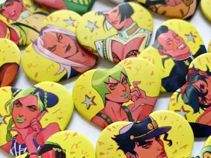 JJBA JOJO'S BIZARRE ADVENTURE 2.25" HEART BUTTONS
