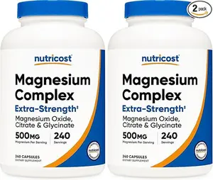 Nutricost Magnesium Complex Extra Strength 500mg, 240 Capsules - Magnesium Oxide, Citrate, and Glycinate - Gluten Free and Non-GMO