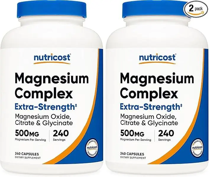 Nutricost Magnesium Complex Extra Strength 500mg, 240 Capsules - Magnesium Oxide, Citrate, and Glycinate - Gluten Free and Non-GMO
