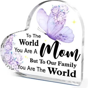 Mother's Day Gift Heart Acrylic Memorial Plaque, Perfect for Birthday Thanksgiving Christmas Mother's Day, Universal Setting