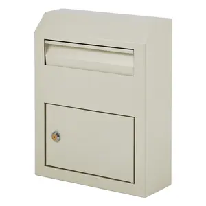 Garvee Wall-Mounted Key Drop Box and Mailbox, Durable Weatherproof Galvanized Steel, Locking Secure Storage for Indoor and Outdoor Use, Rust-Resistant, Stylish and Practical for Home and Business, 12x4.5x15 Inches, White