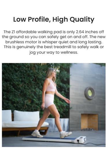 WalkingPad Z1 Foldable Under Desk Treadmill– Compact, Space-Saving Treadmill for Home Gym & Office