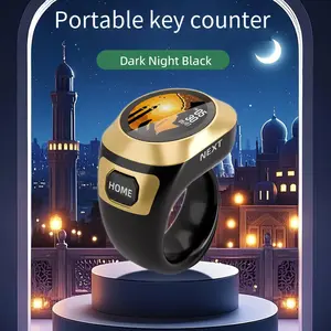 Smart Prayer Beads Ring Customizable Wallpaper Color Screen APP Theme Change, Type-C Charging, Modern Islamic Muslim Prayer Essential