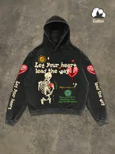 【FREE PERSOMALITY】Men's Pure Cotton Knitted Hoodie, Fashionable Comfortable Soft Unisex Design, Eye-Catching Graphic, Perfect Casual Wear for Men & Women