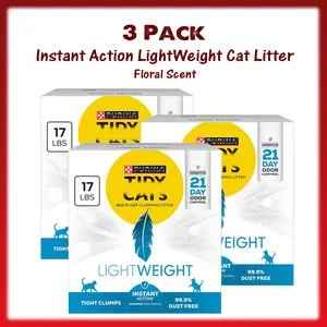 3 Pack Lightweight Instant Action Multi-Cat Clumping Cat Litter, Odor Control Formula, 99.9% Dust Free, Easy Scooping Litter, 17 lb Box