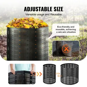 VEVOR Compost Bin 220 Gallon, Outdoor Expandable Composter, Easy to Setup Large Capacity Composting Bin, Fast Creation of Fertile Soil