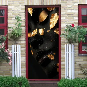 2pcs Luxury Black Gold Relief Leaf Wall Stickers Self Adhesive Removable Art Decorative Stickers for Living Room Bedroom Home Wall Decoration Modern Minimalist Party Festival Decor Supplies