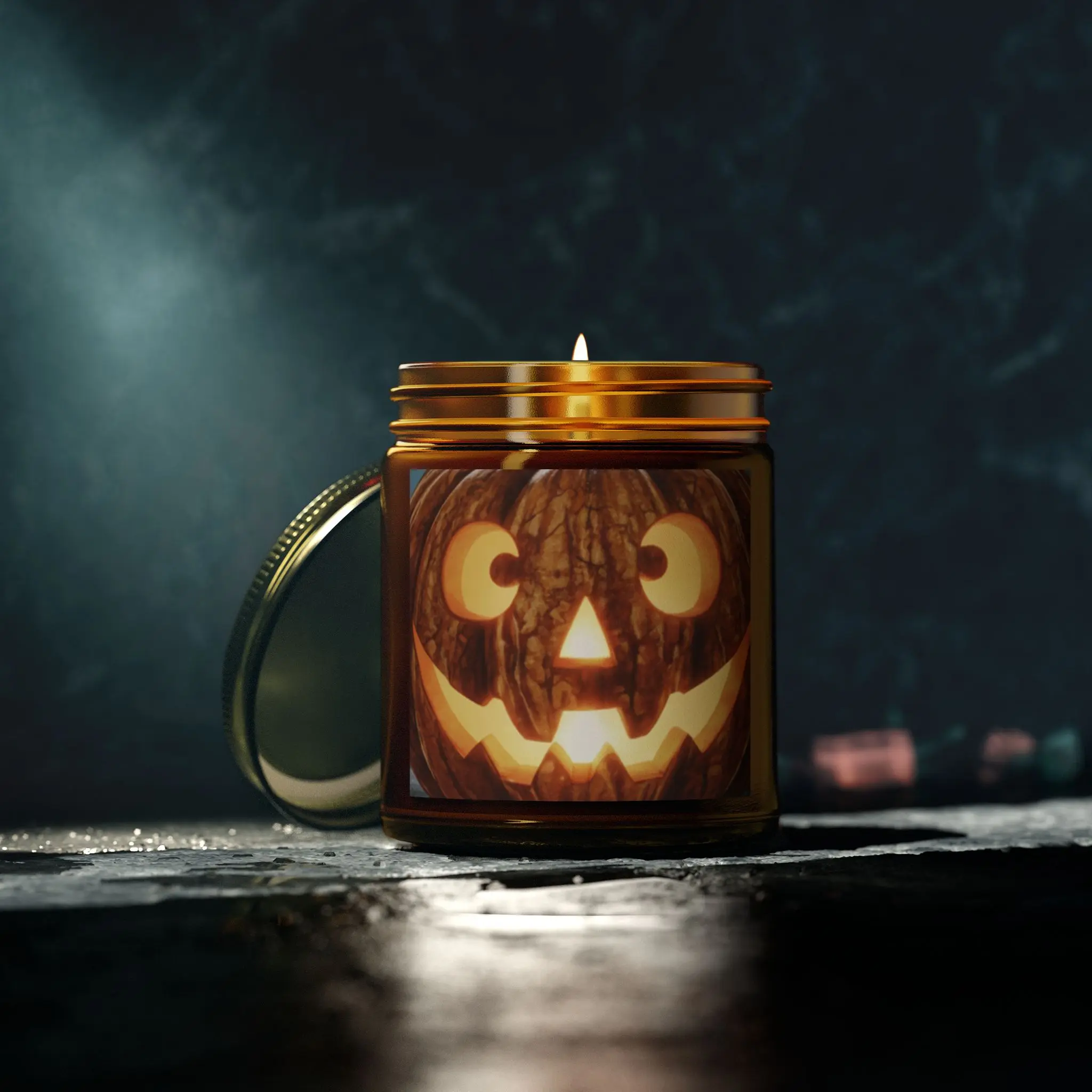Halloween Jack O Lantern Scented Candles Coconut Apricot Wax 4oz 9oz Pumpkin Spice Fall Decor Home Fragrance Holiday Aroma Ornaments Glass Cozy Jar Amber Wick Perfume Decoration Tin Eco-friendly Non-toxic