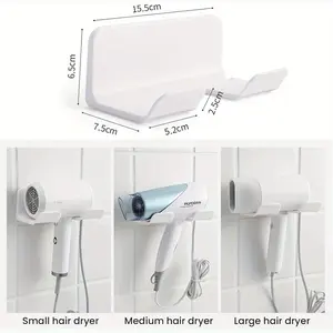 Hair Dryer Holder Wall Mount, Upgraded Stainless Steel, White, Round, 4.53 x 3.74 x 2.17 Inches, Dual Installation Methods (Screw Mounted & Glue Installed), Maximum Diameter 2.3 Inch