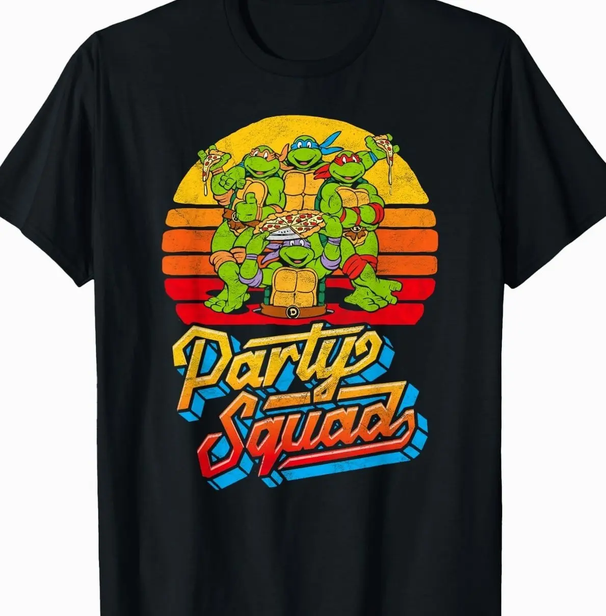 Party Squad! TMNT Vintage 80s Pizza Friends Distressed T-Shirt CD6