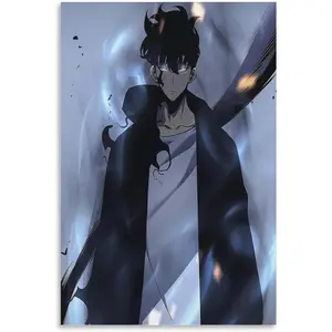 Solo Leveling Anime Poster Canvas Wall Art Posters For Room Aesthetic And DecorCanvas Painting Posters And Prints Wall Art for Living Room Bedroom Decor 16x24inch(40x60cm) Gifts Colorful Ornaments Decoration Artistic Photo Frame-Style