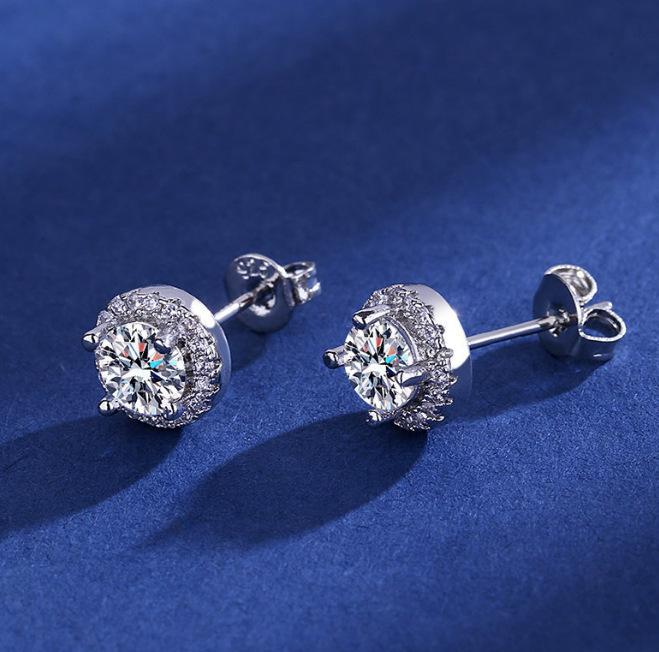 [2026 Trend Alert] Men's S925 Sterling Silver Round Cubic Zirconia Stud Earrings - Casual Sparkling Jewelry Gift for Him, Pretty Studs, High Quality Earrings